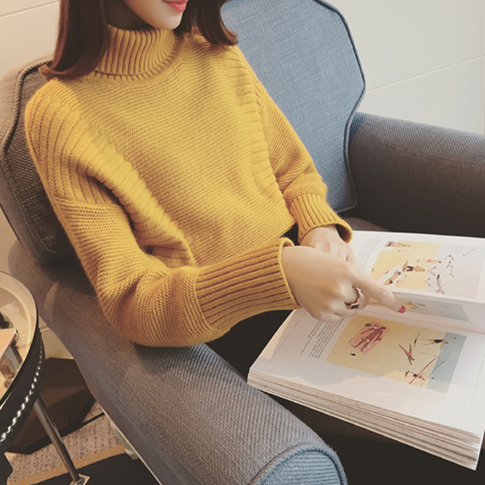 2017秋冬季新款韓版短款高領毛衣打底衫女套頭修身純色針織衫潮