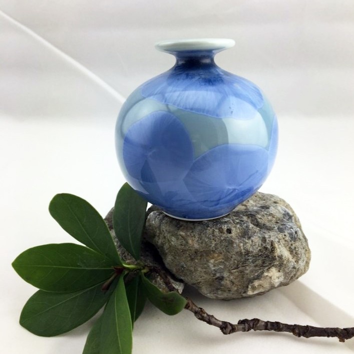 喜瑞瓷-結晶釉小花瓶 藍