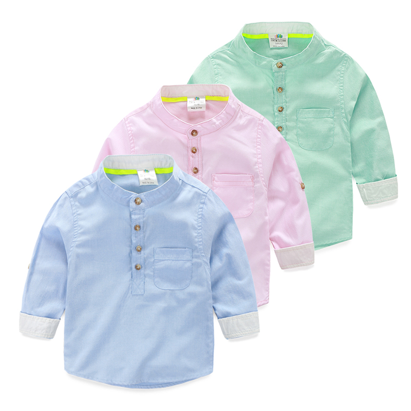 寶寶純色襯衫 秋裝韓版新款童裝男童裝兒童立領襯衣tx-6567