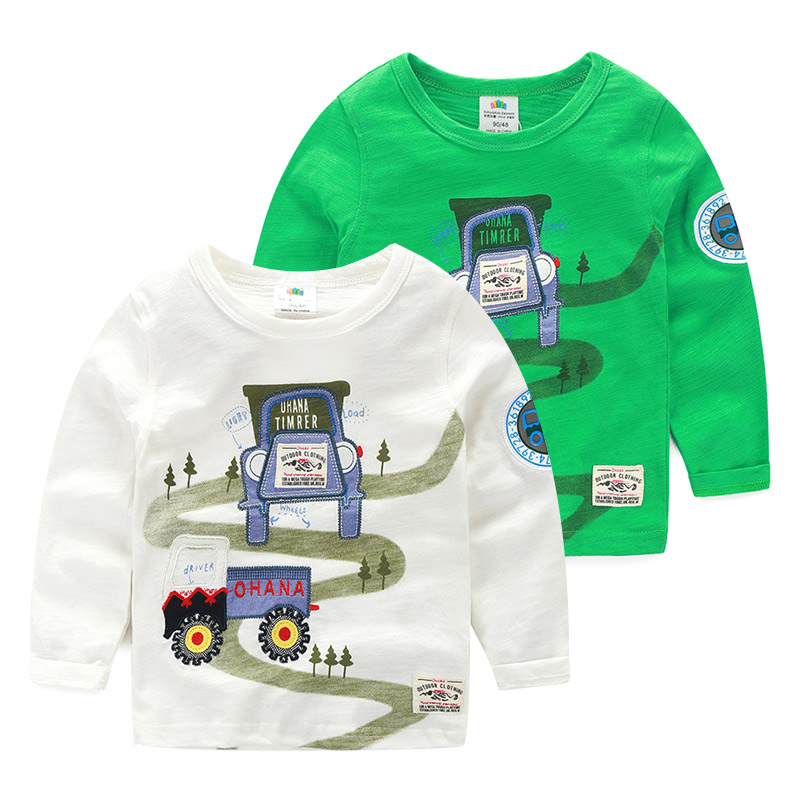 寶寶汽車公路T恤男 秋裝新款男童童裝兒童長袖打底衫tx-6427