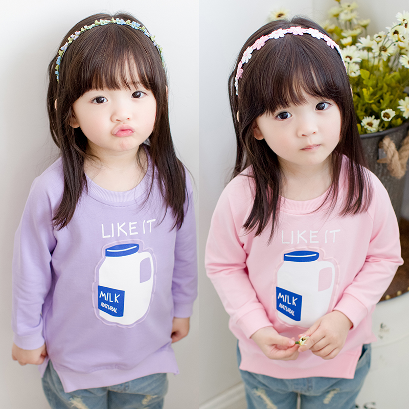 寶寶奶瓶衛衣 秋裝韓版新款女童童裝 兒童套頭外套潮wt-5872