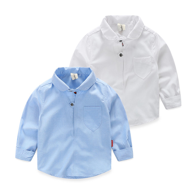 寶寶純色襯衫 秋裝韓版新款男童童裝兒童長袖襯衣tx-6777