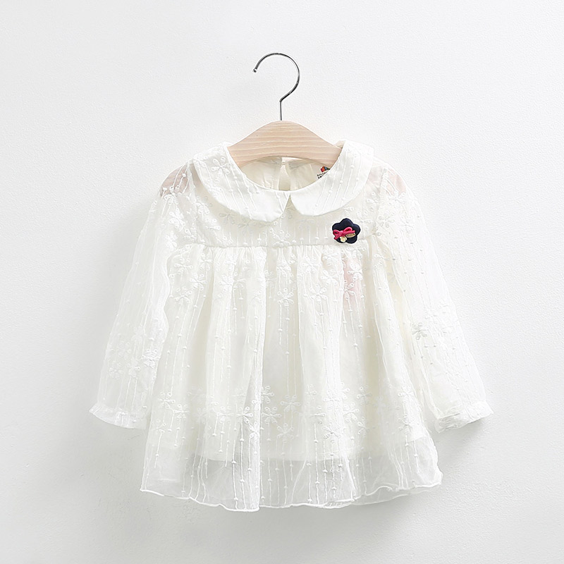 寶寶蕾絲紗連衣裙 秋裝新款女童童裝 兒童娃娃領裙子qz-3122